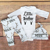 "Little Brother" Print Newborn Baby Clothing Set