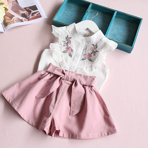 Floral Bow Style Clothes Set