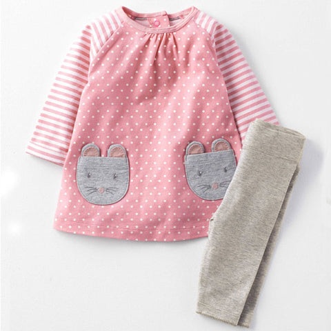 Cat Pocket Design Baby Girls Clothing Set