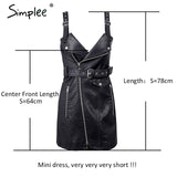PU Leather V Neck Mini Sexy Dress