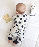 "It Was't Me" Print Long-sleeved Dot Jumpsuit