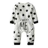 "It Was't Me" Print Long-sleeved Dot Jumpsuit