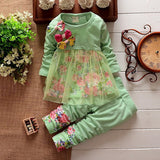 Floral Bow Style Baby Girls Clothing Set